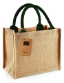 Mała torba jutowa Mini Gift Bag z naturalnej juty — eko opakowanie prezentowe do nadruku logo zielona rączka.webp